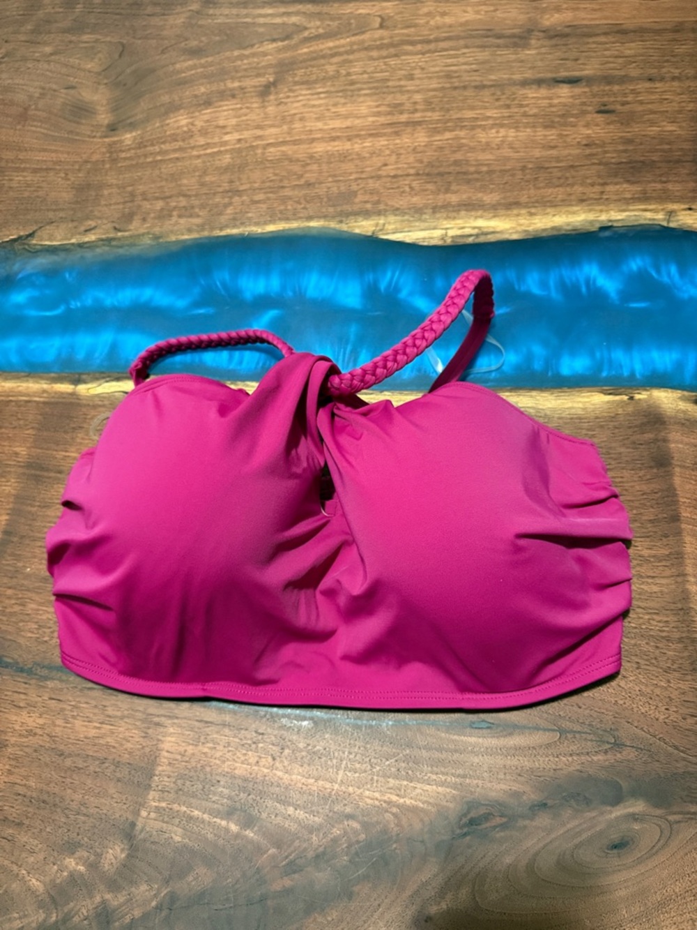 Shade & Shore Braided-Strap Bandeau Bikini Top in Fuchsia Pink